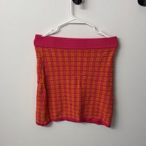 Free Assembly Knitted Pink and Orange Women's Skirt